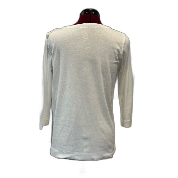 J Jill Scoop Neck 3/4 sleeve White T - Picture 2 of 4